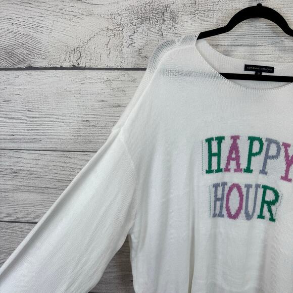 Adrienne Vittadini Plus Size White Knit Rolled Hem Happy Hour Sweater Size 3X - Picture 2 of 9